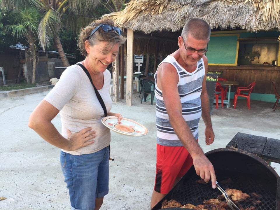 Robin's Kitchen in San Pedro Belize. We had to actually cook our own chicken  