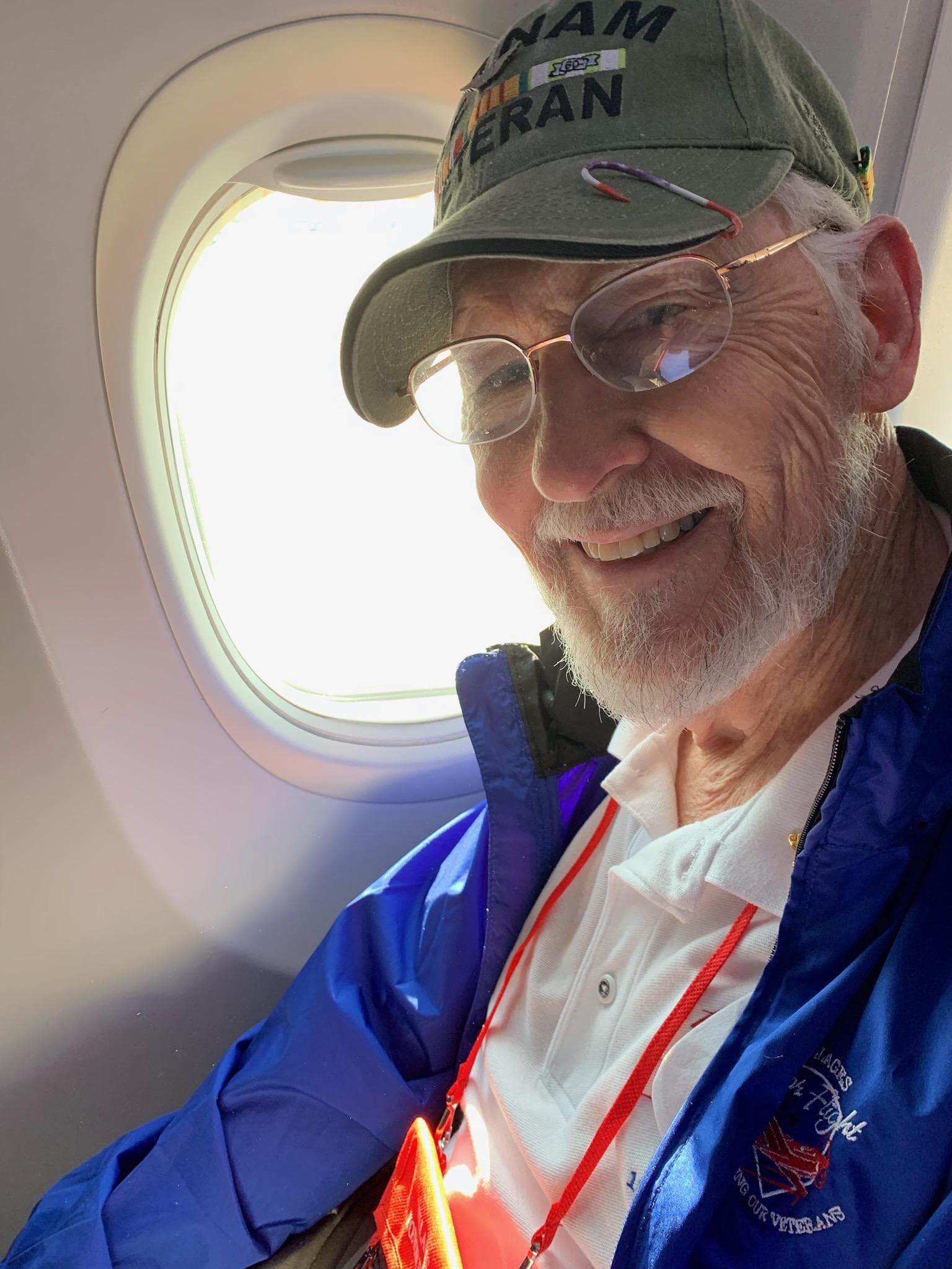 On his way to the Honor Flight in Washington, DC