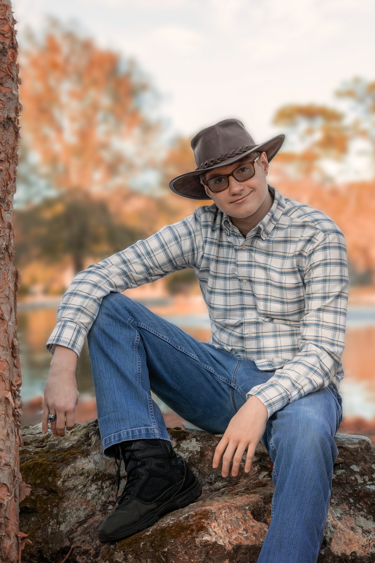 Master Luke adopted my kangaroo cowboy hat which I bought in Australia in 2003.