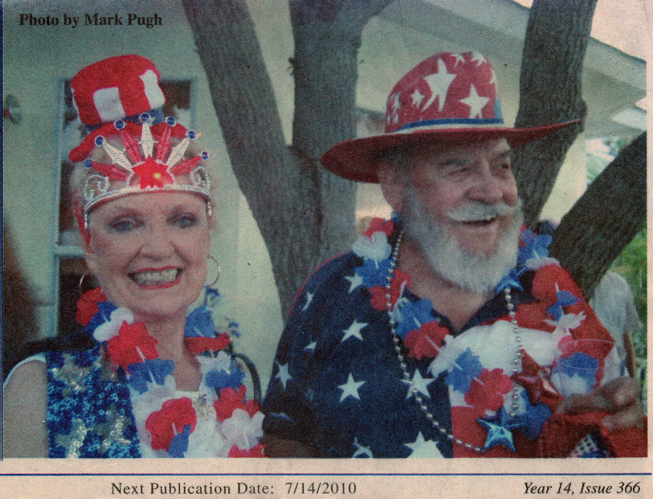 Ruthie and Sim in the Corpus Christi paper after winning 'Mr and Mrs Fourth of July'
