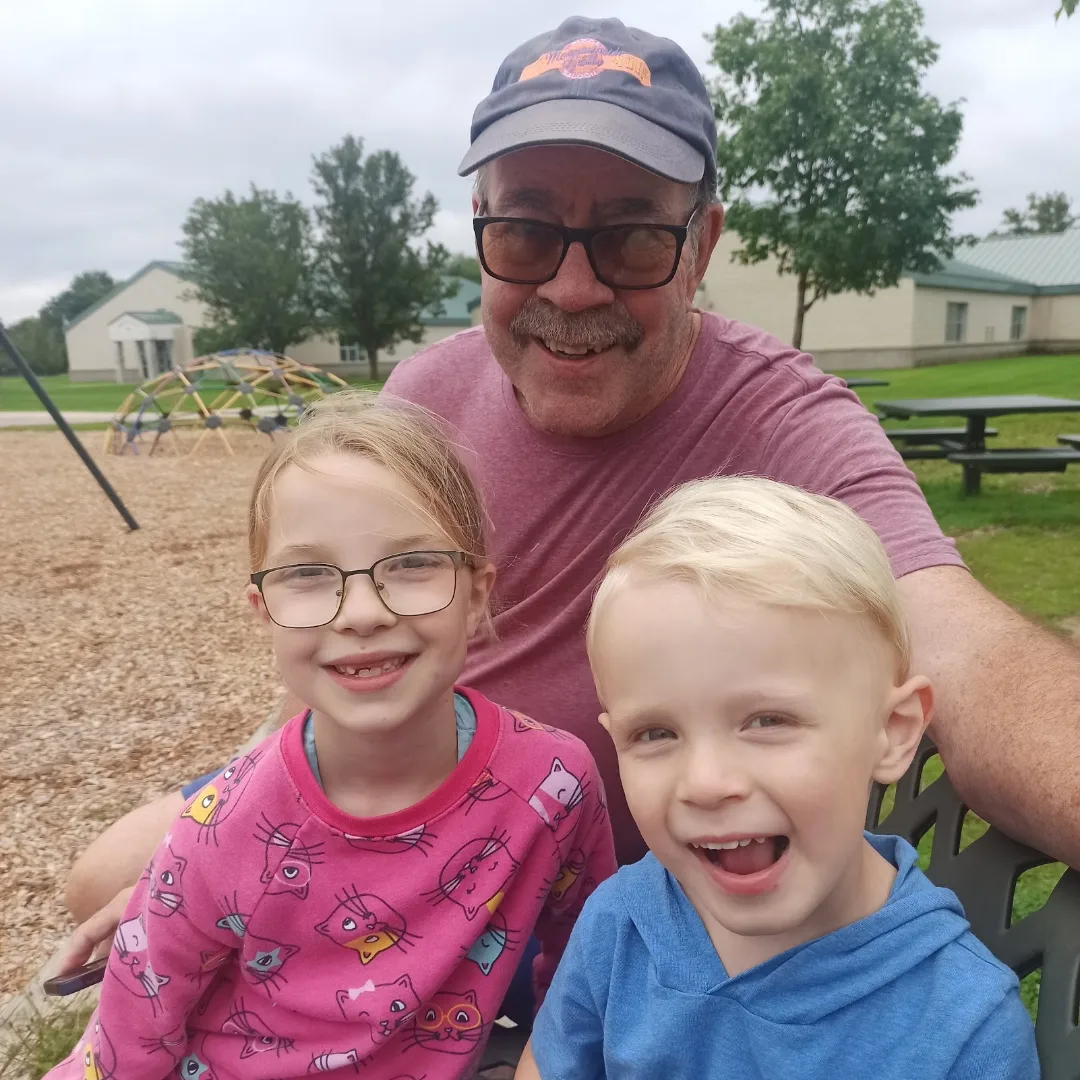 Pat (my dad) with his grandchildren Hannah and Hendrik