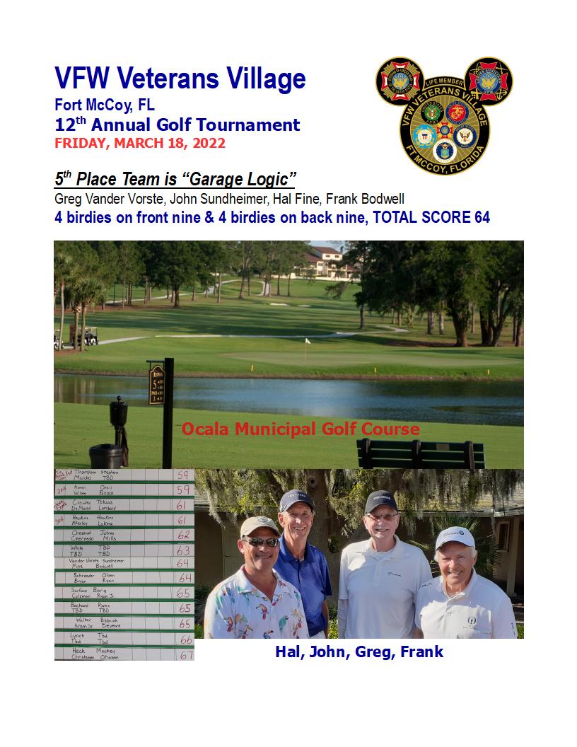 VFW Veteran's Village Golf Outing.  Always great fun playing with John.