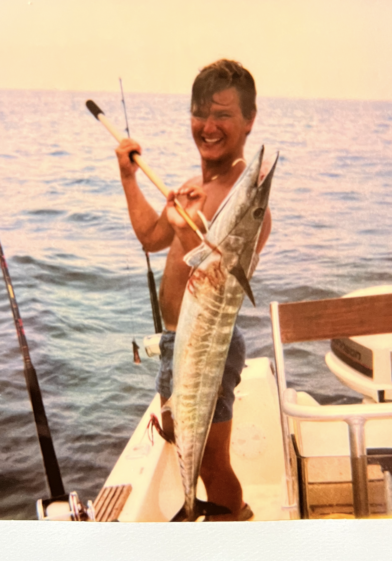 Boo man with our first wahoo, caught off of Ft Lauderdale Beach, June, 1988. We will all miss you so much bro. Looking forward to our reunion !!!  Our saviors peace forever!!!
