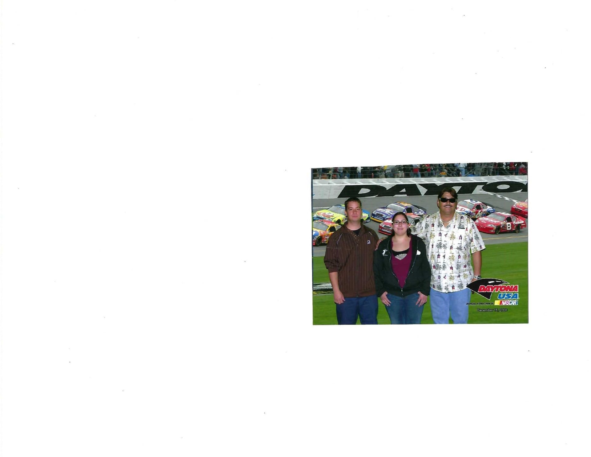Nick, Lisa, and David at the Daytona Speedway