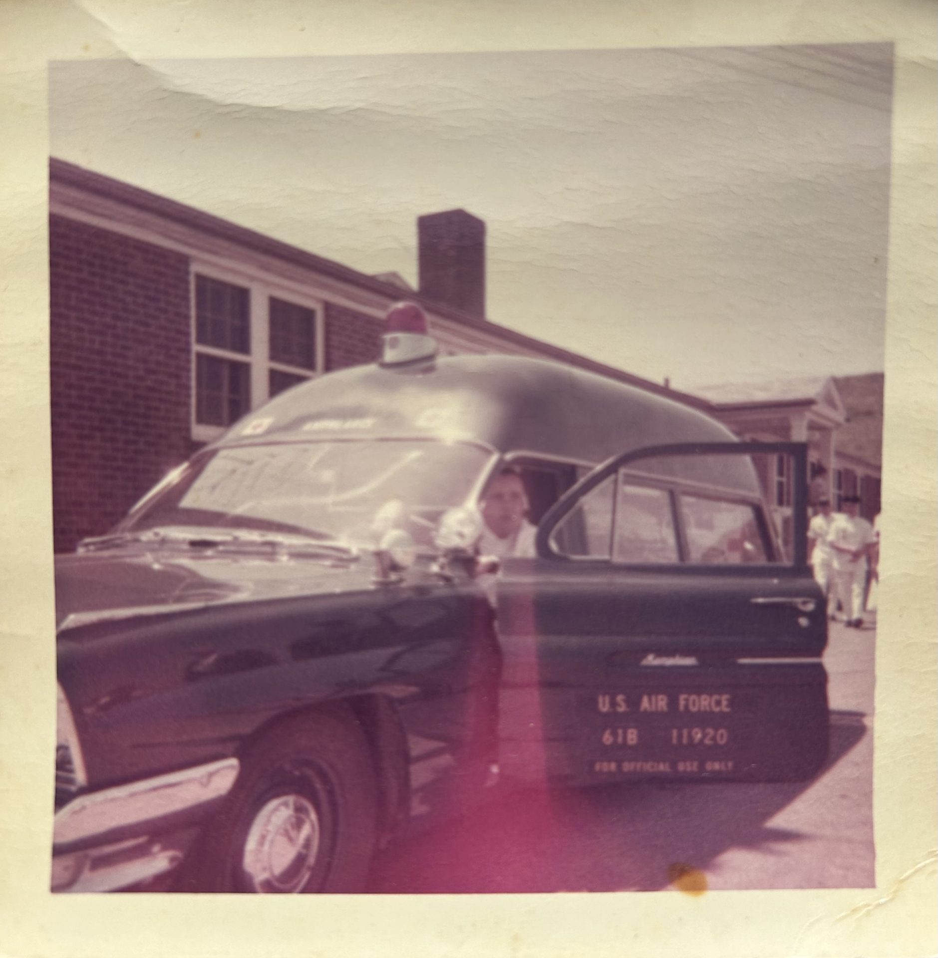 Norman driving ambulance at Newbury, NJ