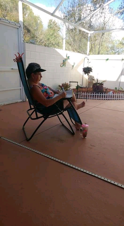 Mom loved reading by the pool.