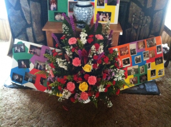 Mom and her flowers at the celabration of her life get together