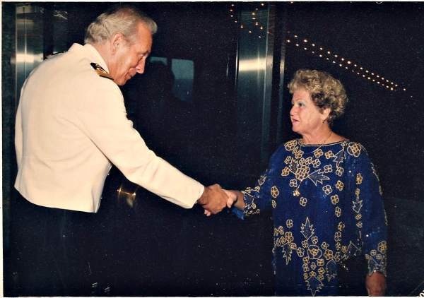 June 1991- Lona meeting the captain on a cruise to Aruba, St. Thomas and Grenada.